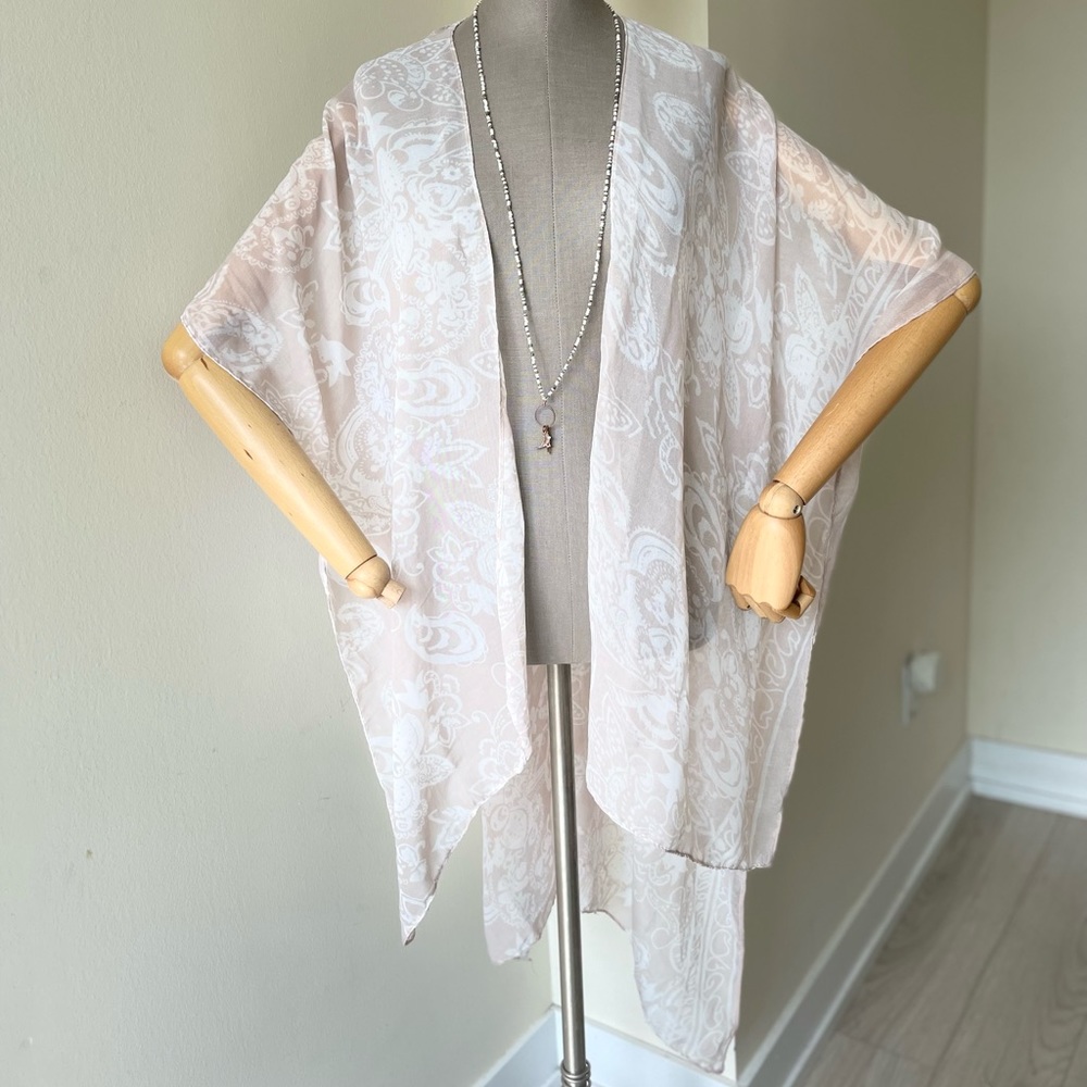 Paisley Print Sheer Shawl, Bathing Suit Wrap, 2 Color’s Available